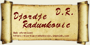 Đorđe Radunković vizit kartica